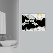 Twee poolhoofdwinkelketens op zonsondergang poster