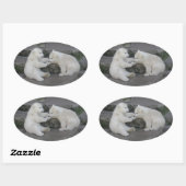 Twee poolkubs beer ovale sticker (Vel)