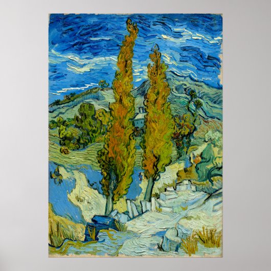 Twee poplars in de Alpilles - Vincent van Gogh Poster (Voorkant)