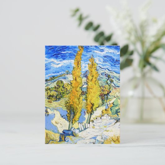 Twee poplars op een heuvel Vincent van Gogh Briefkaart (Staand voorkant)