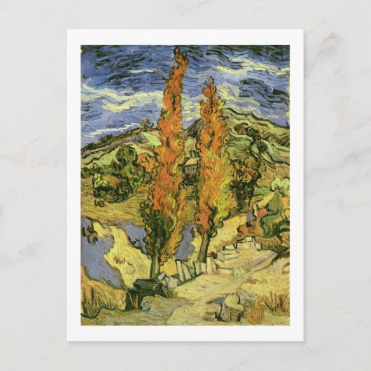 Twee populieren op weg, Van Gogh Fine Art Briefkaart (Voorkant)