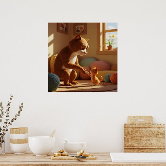 Twee posters katten (Keuken)