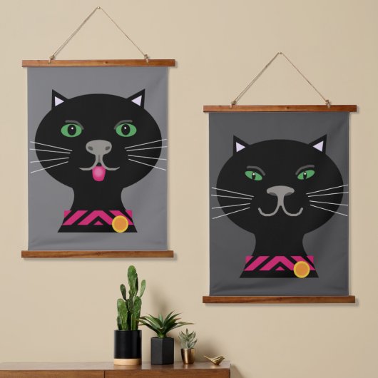Twee posters katten hangend wandkleed (Asymmetrisch)