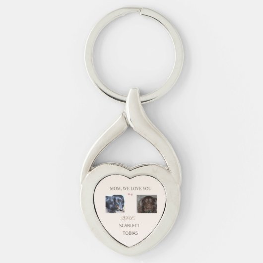 Twee poten vullen moeders hart met liefde sleutelhanger (Voorkant)
