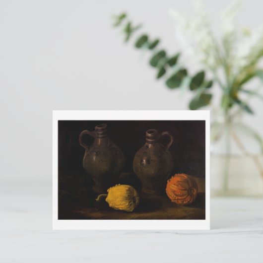 Twee potjes en twee pompoenen van Gogh Fine Art Briefkaart (Staand voorkant)