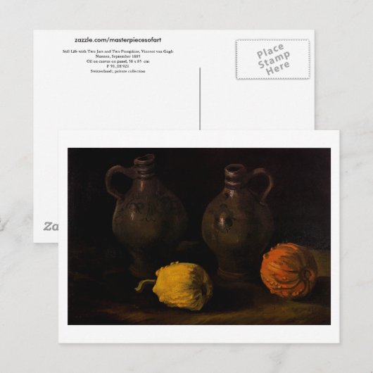 Twee potjes en twee pompoenen van Gogh Fine Art Briefkaart (Voorkant / Achterkant)