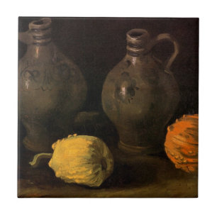 Twee potten en twee pompoenen door Vincent van Gog Tegeltje