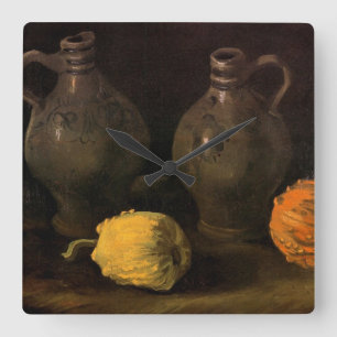 Twee potten en twee pompoenen door Vincent van Gog Vierkante Klok
