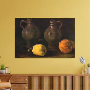 Twee potten en twee pompoenen van Vincent van Gogh Canvas Afdruk