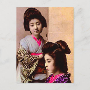 Twee prachtige Geisha Posing in Old Japan Briefkaart