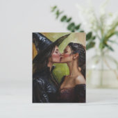 Twee prachtige heksen kussen trots serie briefkaart (Staand voorkant)