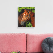Twee prachtige kastanjepaarden in de zon canvas afdruk (Insitu (Woonkamer))