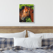 Twee prachtige kastanjepaarden in de zon canvas afdruk (Insitu (Slaapkamer))