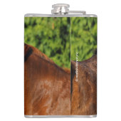 Twee prachtige kastanjepaarden in de zon heupfles (Achterkant)