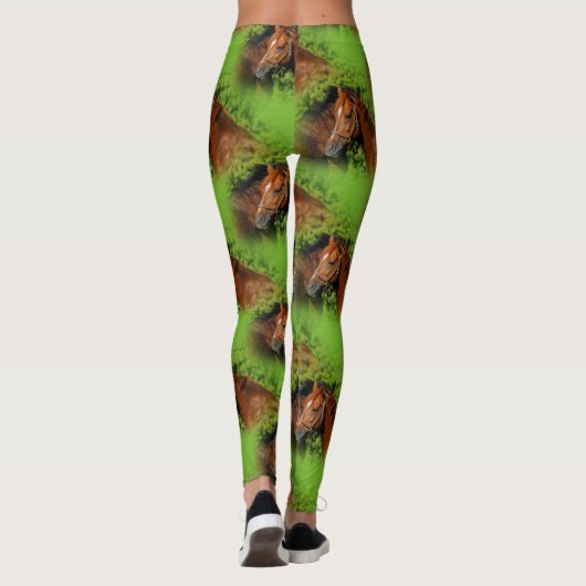 Twee prachtige kastanjepaarden in de zon leggings (Achterkant)