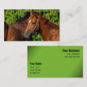 Twee prachtige kastanjepaarden in de zon visitekaartje (Voorkant / Achterkant)