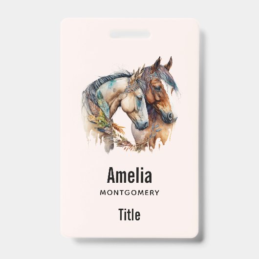 Twee prachtige paarden Western Boho Badge (Voorkant)