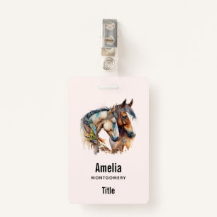 Twee prachtige paarden Western Boho Badge