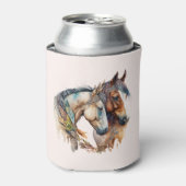 Twee prachtige paarden Western Boho Blikjeskoeler (Blikje Voorkant)