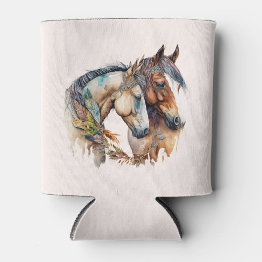 Twee prachtige paarden Western Boho Blikjeskoeler (Voorkant)