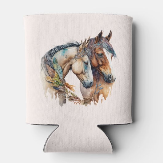 Twee prachtige paarden Western Boho Blikjeskoeler (Achterkant)