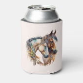 Twee prachtige paarden Western Boho Blikjeskoeler (Blikje Achterkant)