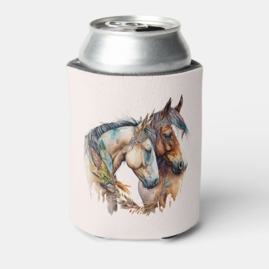 Twee prachtige paarden Western Boho Blikjeskoeler (Blikje Achterkant)