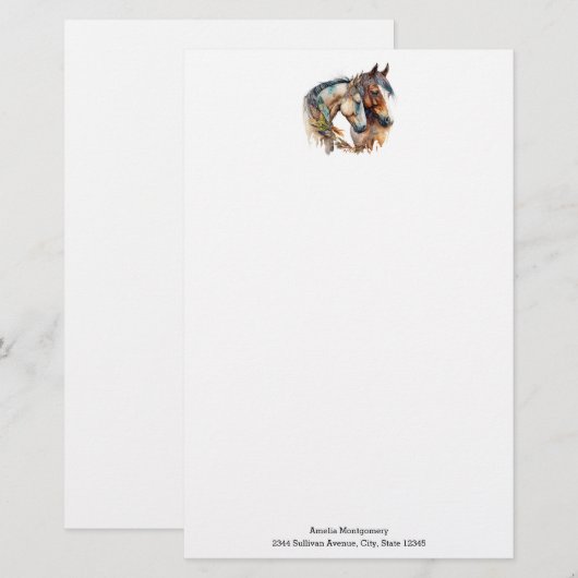 Twee prachtige paarden Western Boho Briefpapier (Voorkant / Achterkant)