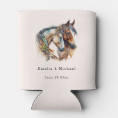 Twee prachtige paarden Western Boho bruiloft Blikjeskoeler (Achterkant)