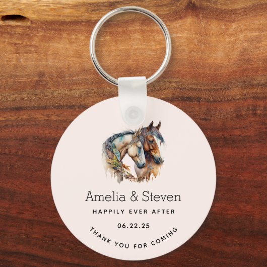 Twee prachtige paarden Western Boho bruiloft Sleutelhanger (Achterkant)