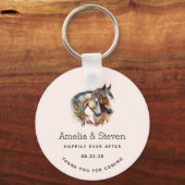 Twee prachtige paarden Western Boho bruiloft Sleutelhanger (Voorkant)