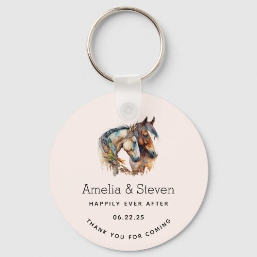 Twee prachtige paarden Western Boho bruiloft Sleutelhanger (Achterkant)