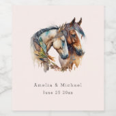 Twee prachtige paarden Western Boho bruiloft Wijn Etiket (Enkel label)