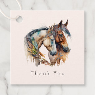 Twee prachtige paarden Western Boho Dank je wel Bedankjes Labels