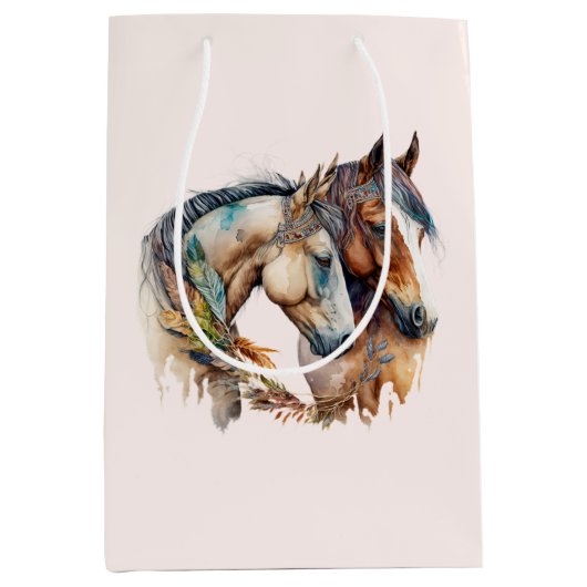 Twee prachtige paarden Western Boho Medium Cadeauzakje (Voorkant)