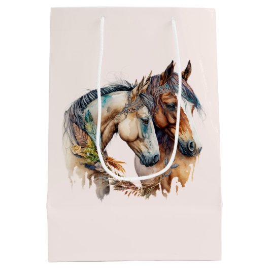 Twee prachtige paarden Western Boho Medium Cadeauzakje (Achterkant)