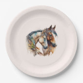Twee prachtige paarden Western Boho Papieren Bordje (Voorkant)