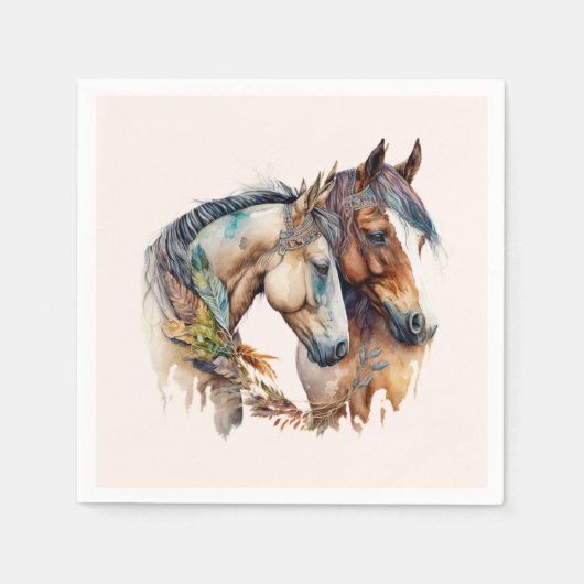 Twee prachtige paarden Western Boho Servet (Voorkant)