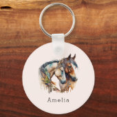 Twee prachtige paarden Western Boho Sleutelhanger (Voorkant)