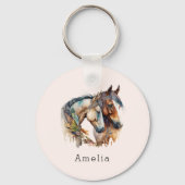 Twee prachtige paarden Western Boho Sleutelhanger (Achterkant)