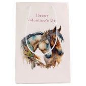 Twee prachtige paarden Western Boho Valentijnsdag Medium Cadeauzakje (Voorkant)