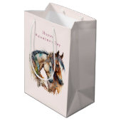 Twee prachtige paarden Western Boho Valentijnsdag Medium Cadeauzakje (Achterkant Gekanteld)