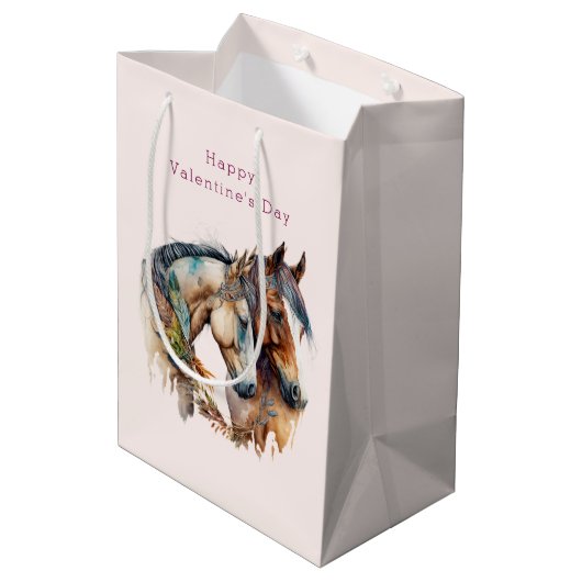 Twee prachtige paarden Western Boho Valentijnsdag Medium Cadeauzakje (Achterkant Gekanteld)