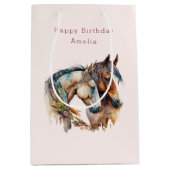 Twee prachtige paarden Western Boho Verjaardag Medium Cadeauzakje (Voorkant)