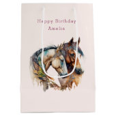 Twee prachtige paarden Western Boho Verjaardag Medium Cadeauzakje (Achterkant)