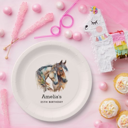 Twee prachtige paarden Western Boho Verjaardag Papieren Bordje (Feest)