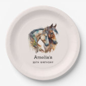 Twee prachtige paarden Western Boho Verjaardag Papieren Bordje (Voorkant)