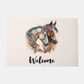 Twee prachtige paarden Western Boho Welkom Deurmat (Voorkant)