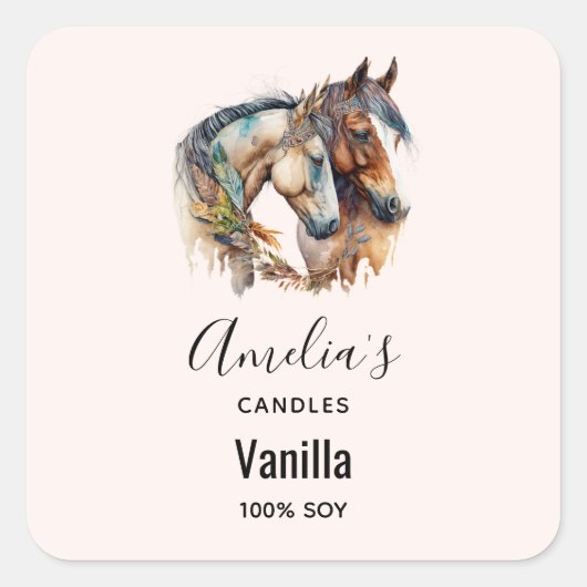 Twee prachtige paarden Western - Candle Business Vierkante Sticker (Voorkant)