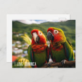 TWEE PRACHTIGE PAPEGAAIEN UIT DOMINICA BRIEFKAART (Voorkant / Achterkant)